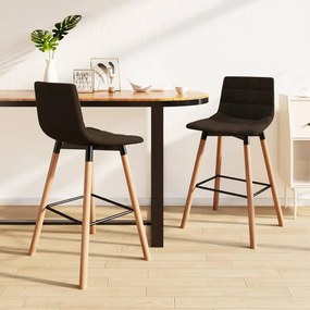 vidaXL Bancos de bar 2 pcs tecido castanho
