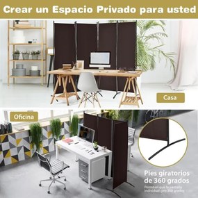 Biombo de 4 painéis de tela dobrável 220 x 51 x 173 cm castanho