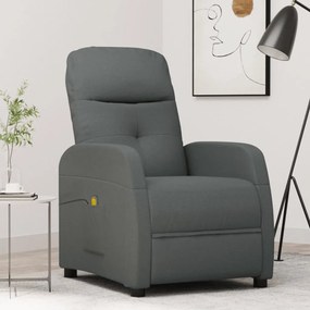 vidaXL Poltrona de massagens tecido cinzento-escuro