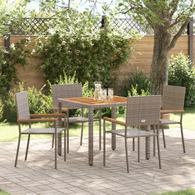 Conjunto de Jantar para Jardim vidaXL de 5 Peças Cinza Rattan Poliéste