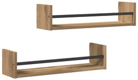 Prateleiras 2 pcs Carvalho Artisan 60x16x14 cm Madeira Engenharia