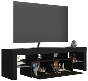 Móvel de TV com luzes LED 140x36,5x40 cm preto