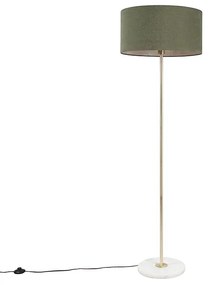 Candeeiro de pé em latão com abajur verde 50 cm - Kaso Moderno