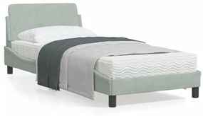 vidaXL Estrutura de cama sem colchão 90x200 cm veludo cinzento-claro