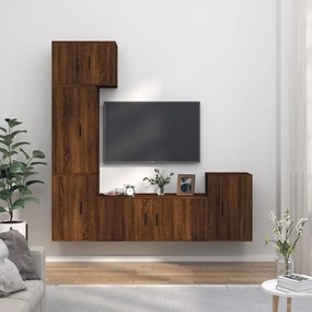 vidaXL Conjunto móveis de TV 5pcs madeira processada carvalho castanho