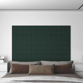 vidaXL Painel de parede 12 pcs 60x30 cmtecido 2,16 m² cor verde escuro