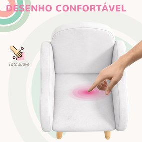 ZONEKIZ Poltrona para Crianças Poltrona Infantil em Forma de Nuvem com Tato Suave para Crianças de 1,5-5 Anos Carga Máxima 40 kg 46x51x55 cm Branco