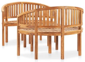3 pcs conj. lounge de jardim formato banana teca maciça