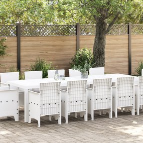 Conjunto de Jantar para Jardim de 13 Peças com Almofadas em Vime PE Branco