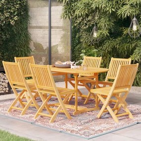 vidaXL 7 pcs conjunto de jantar para jardim madeira de teca maciça