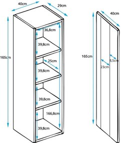 Vitrine Suspensa Rialba – Carvalho Sonoma e Branco – 40x29x165 cm – Co