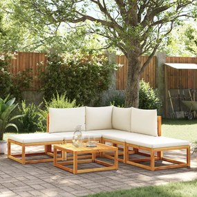 6 pcs conjunto de sofás de jardim com almofadões acácia maciça