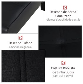 Sofá Cama Santarém em Couro Artificial - Preto - Design Moderno