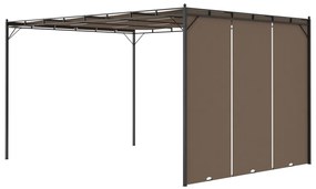 Gazebo jardim c/ cortina lateral 4x3x2,25m cinzento-acastanhado