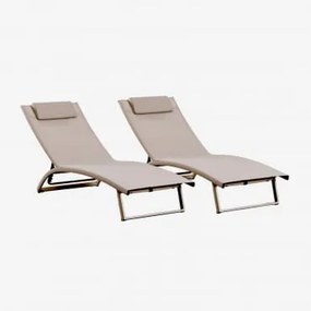 Pack De 2 Espreguiçadeiras Reclináveis Em Alumínio Com Almofada Dulem Moka Brown - Sklum