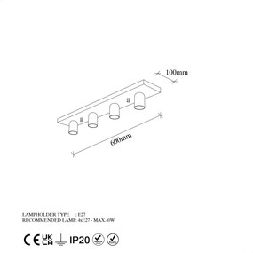 Candeeiro de Teto Mirro – Branco – 60 x 10 x 10 cm