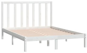 Cama sem colchão 140x190 cm madeira de pinho maciça branco