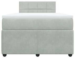 Cama boxspring c/ colchão 120x200 cm veludo cinzento-claro