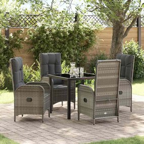 vidaXL Conjunto de Jantar de Jardim 5 Peças Cinza Vime