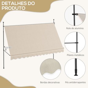 Toldo Manual Retrátil com Manivela 350x120x210-300 cm Toldo para Varan