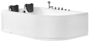 Banheira de hidromassagem de canto direito em acrílico branco com LED 180 x 120 cm CALAMA Beliani