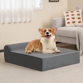 Cama ortopédica para cães grandes 100 x 81 x 31 cm com forro interno preenchido com espuma viscoelástica com grafeno com capa removível Cinza.
