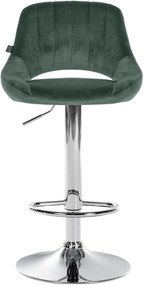 Banco alto Milet em veludo com estrutura cromada 85-106 x 47 x 48 cm Verde
