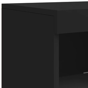 Aparador com luzes LED 181,5x37x100 cm preto