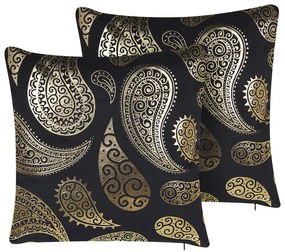 Conjunto de 2 almofadas decorativas preto e dourado 45 x 45 cm URSINIA Beliani