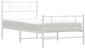 Estrutura de cama com cabeceira e pés 90x190 cm metal branco