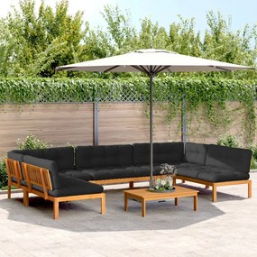 vidaXL 6 pcs conj. sofás paletes p/ jardim c/ almofadões acácia maciça