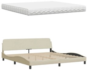 Cama com colchão 200x200 cm tecido cor creme