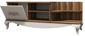 Móvel TV Sultan – Walnut &amp; Branco – 130 cm x 50,6 cm x 45 cm