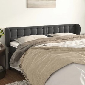 vidaXL Cabeceira de cama c/ abas veludo 183x23x78/88cm cinzento-escuro