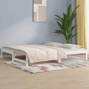 vidaXL Sofá-cama de puxar 2x(80x200) cm pinho maciço branco
