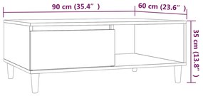 Mesa de centro 90x60x35 cm derivados de madeira cinzento sonoma