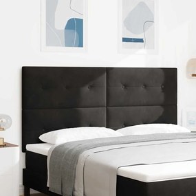 vidaXL Cabeceira com luzes de tira LED Ajustável Preto 90 cm Veludo