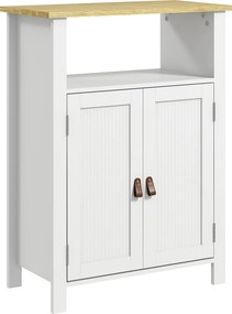 kleankin Armário Casa de Banho com Prateleiras Ajustáveis Móvel Auxiliar Casa de Banho Moderno 60x30x80,5 cm Branco | Aosom Portugal
