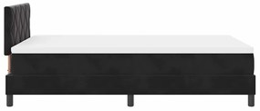 Cama Box Spring vidaXL com Colchão Preto Casal Pequeno em Veludo
