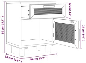 Mesa de cabeceira pinho maciço e vime natural branco