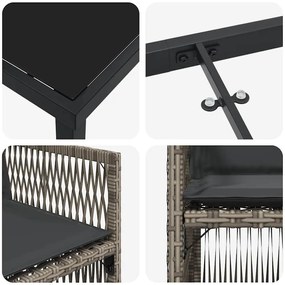 Conjunto de Jantar de Jardim com 5 Peças e Almofadas Cinzas em Rattan
