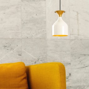 Candeeiro de Teto Sivani – Branco e Dourado – Diâmetro 17 cm, Altura 1