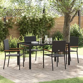 Conjunto de Jantar para Jardim vidaXL de 5 Peças Preto Rattan Poli