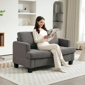 Sofá pequeno de 2 lugares com 120 cm e almofadas de encosto removíveis, tecido chenille para sala de estar, quarto, escritório, cinzento escuro