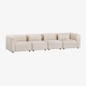 Sofá Modular De 4 Peças Fogler Linho Veludo Bege Linho - Sklum