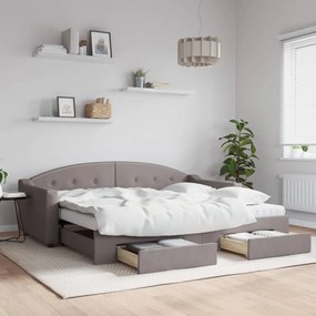 Sofá-cama c/ gavetão/gavetas 90x200 cm tecido cinza-acastanhado
