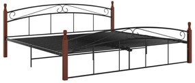 Estrutura de cama 200x200cm metal/madeira carvalho maciça preto
