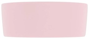 Lavatório luxuoso redondo 40x15 cm cerâmica rosa mate