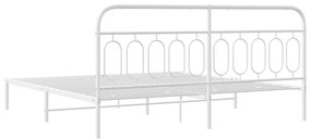 Estrutura de cama com cabeceira 200x200 cm metal branco