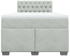 Cama boxspring com colchão 120x190 cm veludo cinzento-claro